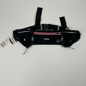 PYFK Running Belt Fanny Pack w/ Water Bottle Holders Reflective Black New
